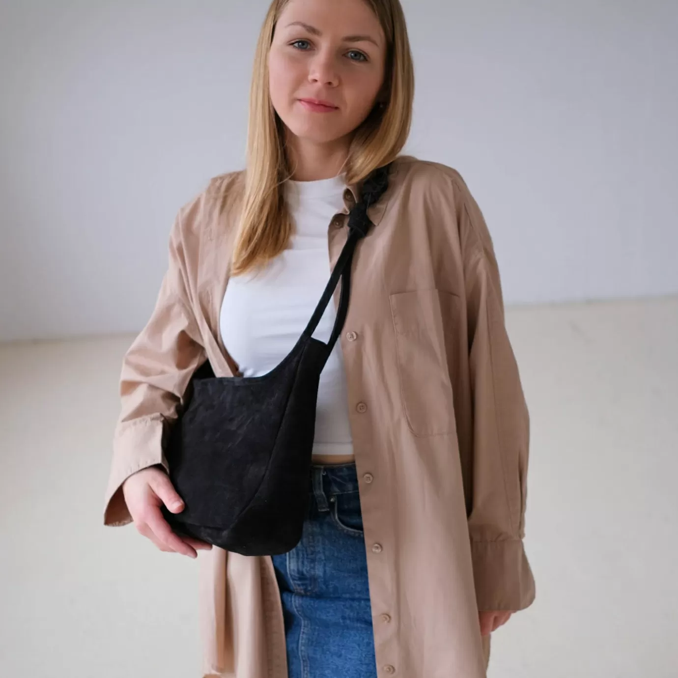 Balagan Beatrice Torebka M, Czarny Welur | Listonoszki